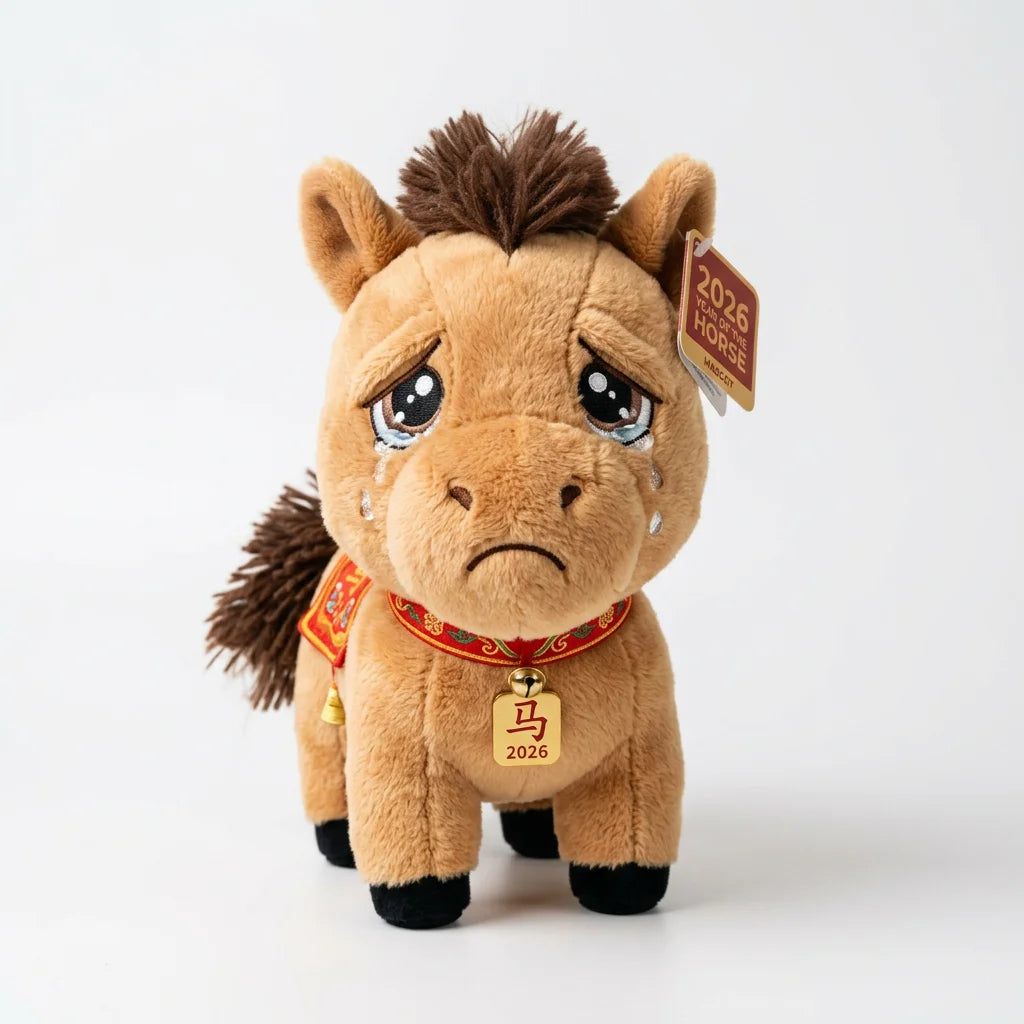 2026 Year of the Horse Mascot - "The Crying Stallion" Ugly-Cute Plush